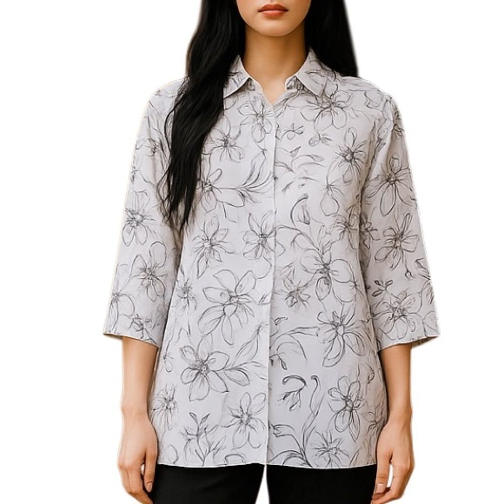 Alfred Dunner 3/4 Sleeve Sheer Blouse